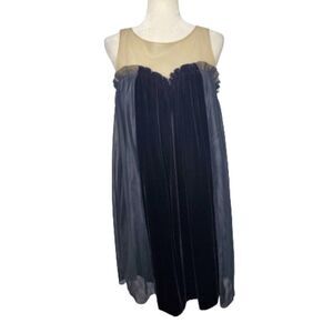 GALATER black velvet dress‎ sleeveless silk swing loose M